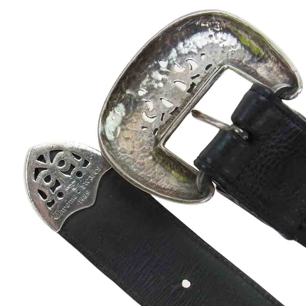 CHROME HEARTS クロムハーツ（原本無） BLT CLASSIC 3PC クラシック 3ピース レザー ベルト ブラック系 36インチ（94cm）【中古】