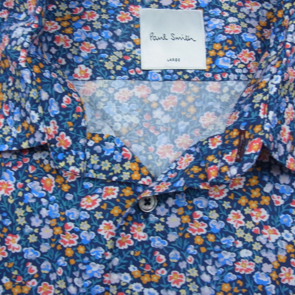 Paul Smith ポール・スミス 長袖 花柄 シャツ  ネイビー系 L【中古】