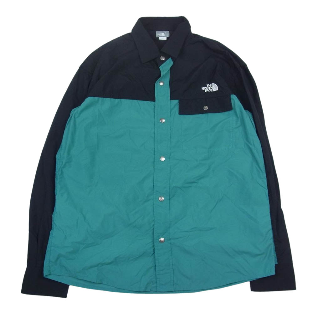 THE NORTH FACE ノースフェイス NR11961 L/S NUPTSE SHIRT ロングスリーブヌプシ シャツ ブラック系 グリーン系 M【中古】