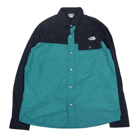 THE NORTH FACE ノースフェイス NR11961 L/S NUPTSE SHIRT ロングスリーブヌプシ シャツ ブラック系 グリーン系 M【中古】
