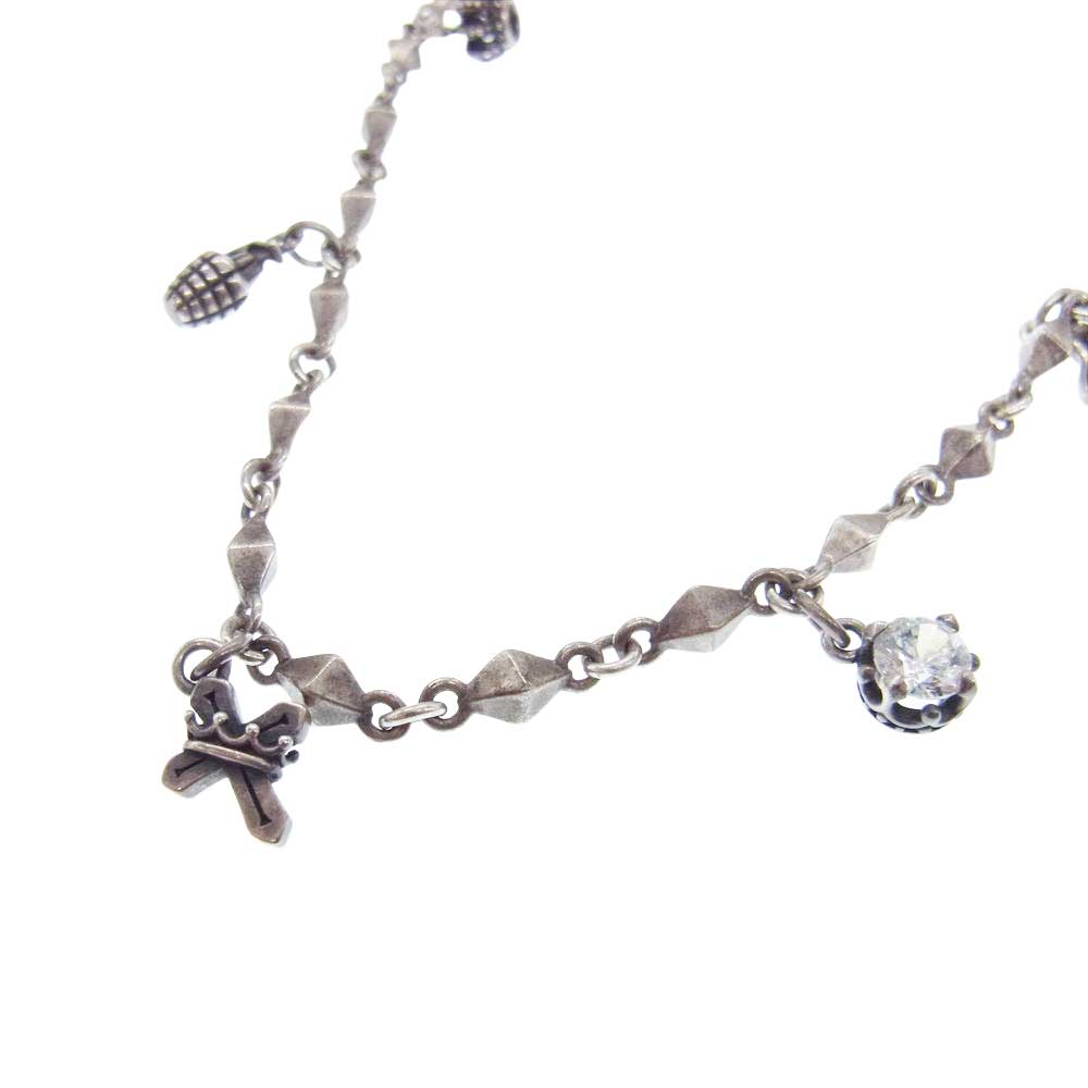 Justin Davis ジャスティンデイビス SNJ265 Charming Necklace チャーミング ネックレス クラウン クロス マルチチャーム チェーン ネックレス シルバー系【中古】