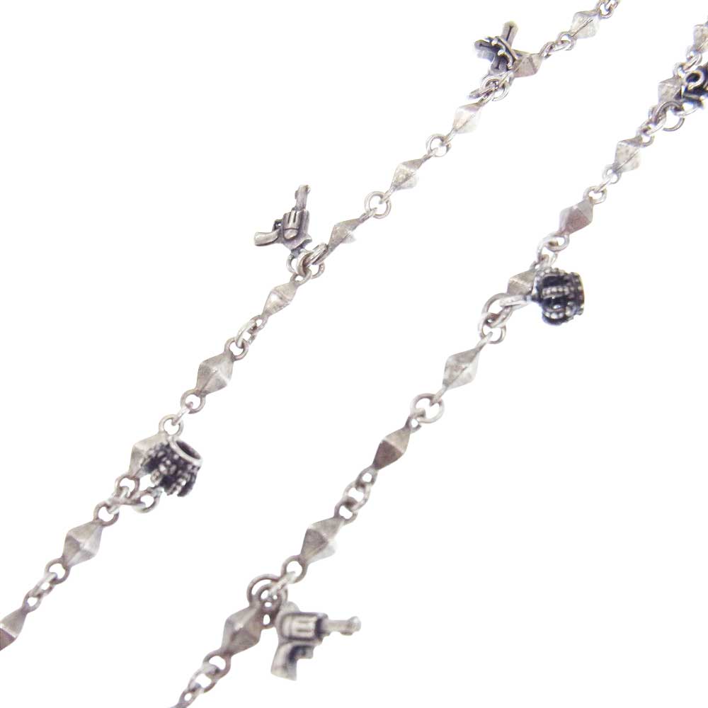 Justin Davis ジャスティンデイビス SNJ265 Charming Necklace チャーミング ネックレス クラウン クロス マルチチャーム チェーン ネックレス シルバー系【中古】