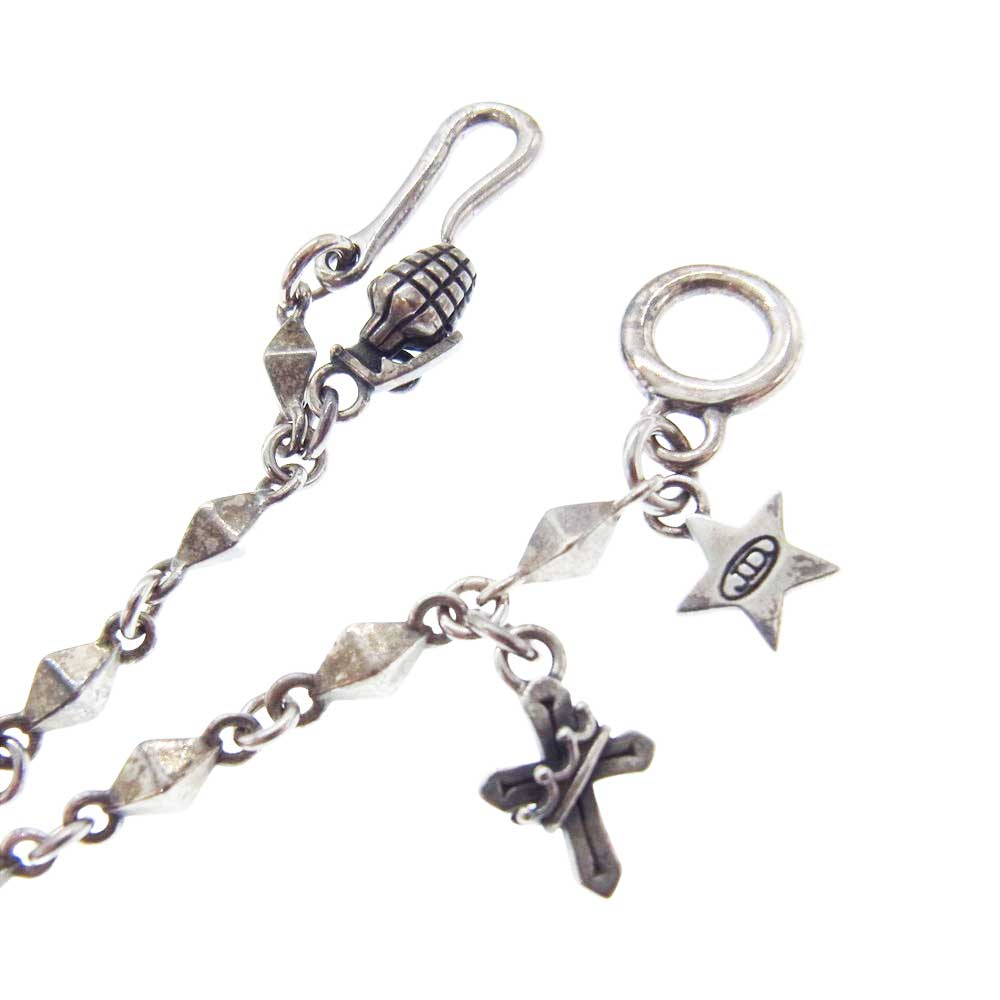 Justin Davis ジャスティンデイビス SNJ265 Charming Necklace チャーミング ネックレス クラウン クロス マルチチャーム チェーン ネックレス シルバー系【中古】