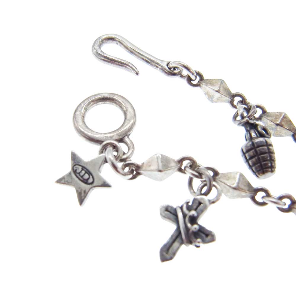 Justin Davis ジャスティンデイビス SNJ265 Charming Necklace チャーミング ネックレス クラウン クロス マルチチャーム チェーン ネックレス シルバー系【中古】