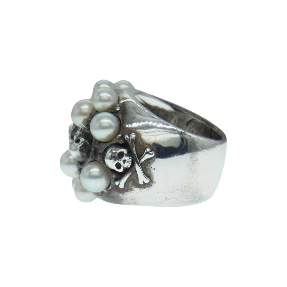 Justin Davis ジャスティンデイビス Skull Drops スカル ドロップス パール リング シルバー系 10号【中古】