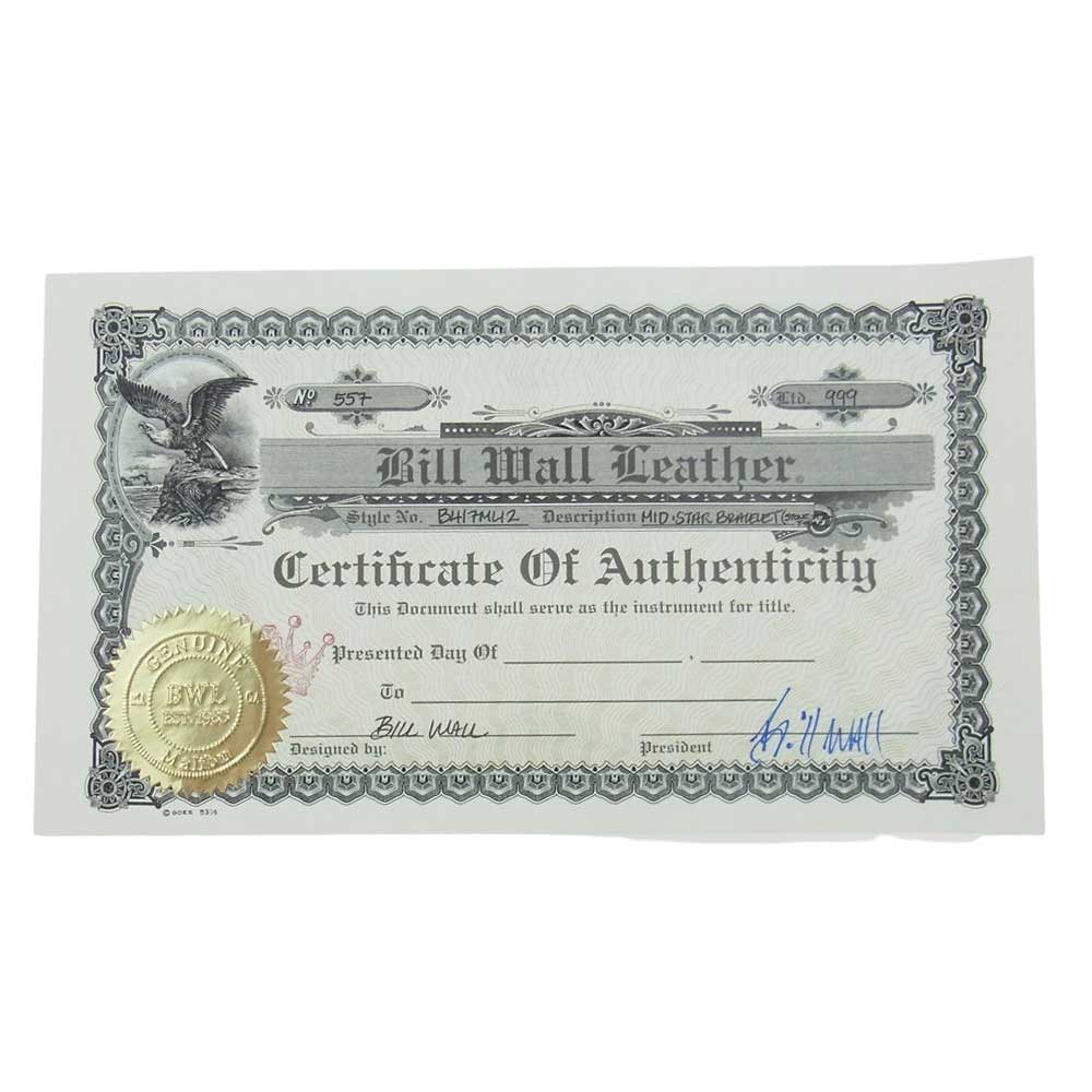 BILL WALL LEATHER ビルウォールレザー ギャランティ付属 ミッドスター ブレスレット w/ストーンTバー シルバー系【中古】