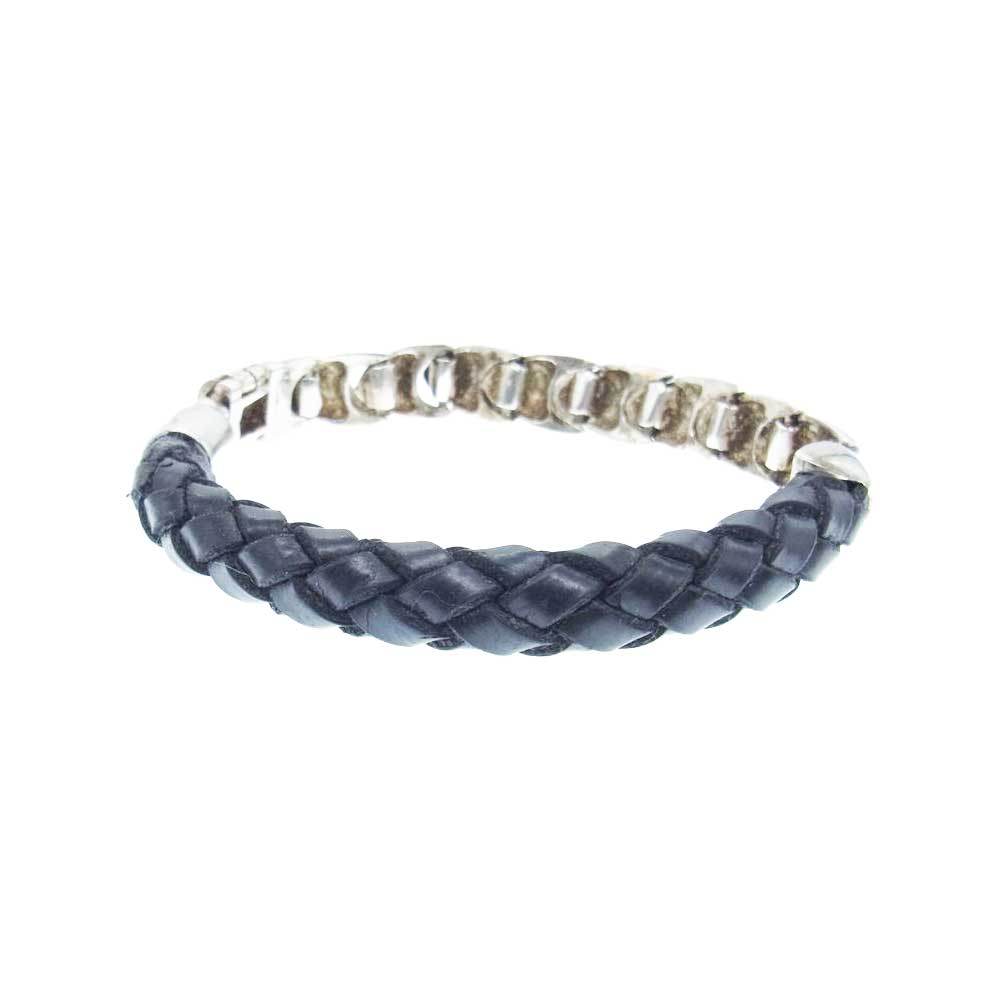 VERSACE ヴェルサーチ シルバー レザー ブレスレット 925 SILVER
