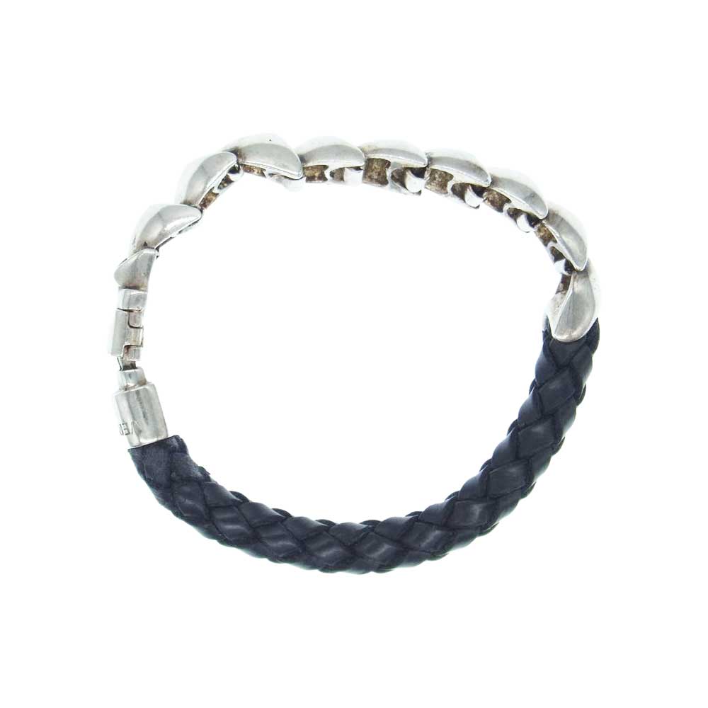 VERSACE ヴェルサーチ シルバー レザー ブレスレット 925 SILVER