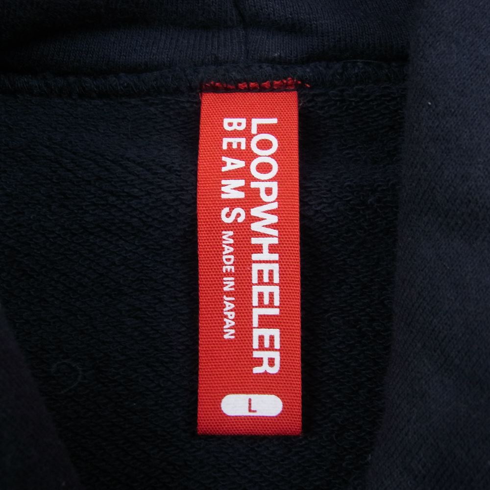 LOOPWHEELER ループウィラー × BEAMS ビームス 別注 吊り裏毛 ポケット フーディ プルオーバー スウェット パーカー ネイビー系 L【中古】