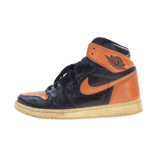 NIKE AIR JORDAN ナイキ ジョーダン 555088-028 RETRO HIGH OG SHATTERED BACKBOARD シャッタードバックボード ハイカット スニーカー ブラック系 オレンジ系 27.5cm【中古】