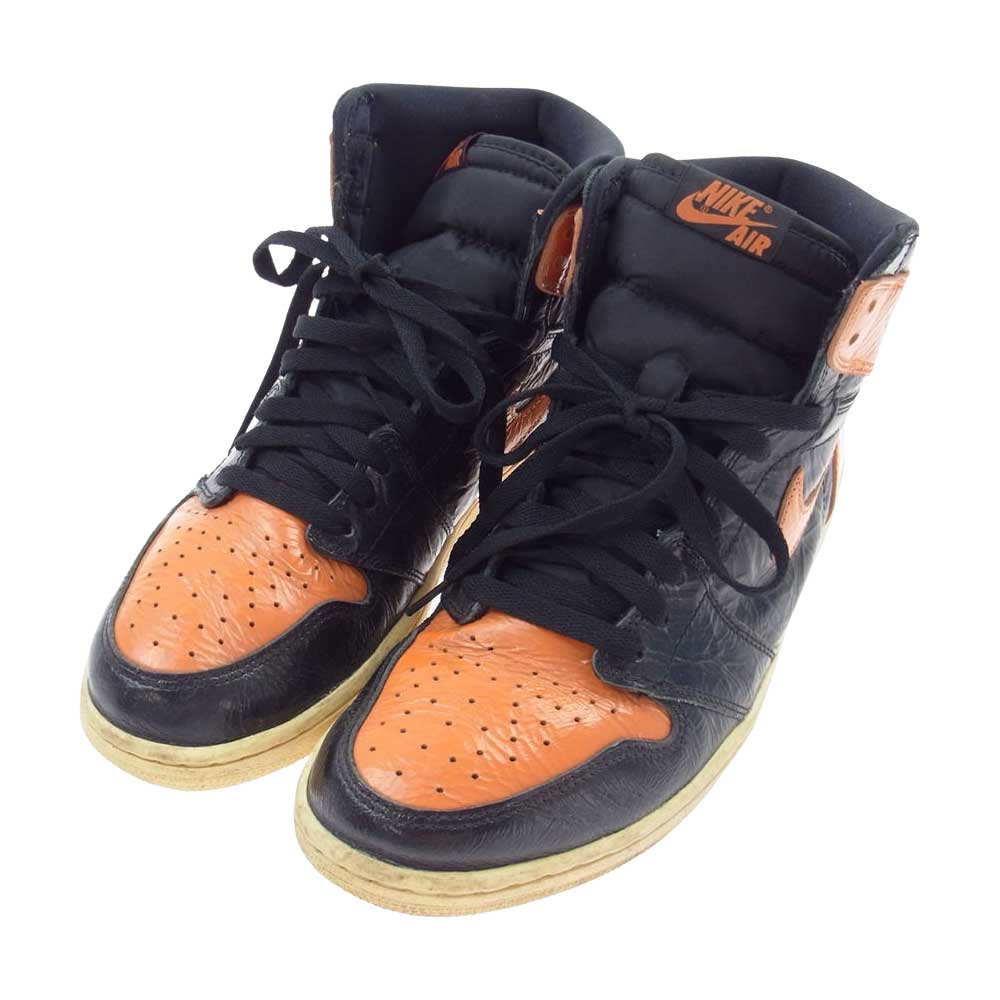 NIKE AIR JORDAN ナイキ ジョーダン 555088-028 RETRO HIGH OG SHATTERED BACKBOARD シャッタードバックボード ハイカット スニーカー ブラック系 オレンジ系 27.5cm【中古】