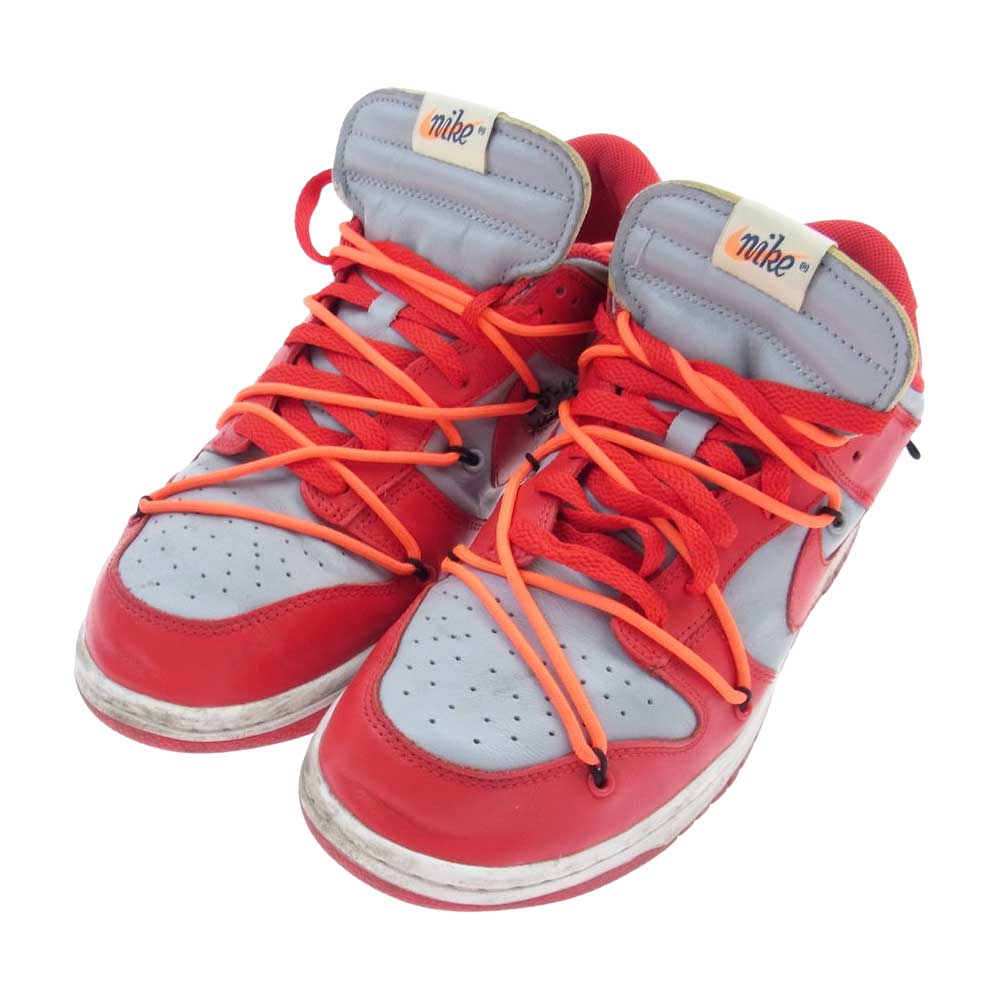 NIKE ナイキ CT0856-600 × OFF-WHITE DUNK LOW LTHR OW オフホワイト ダンク ローカット スニーカー レッド系 グレー系 28cm【中古】
