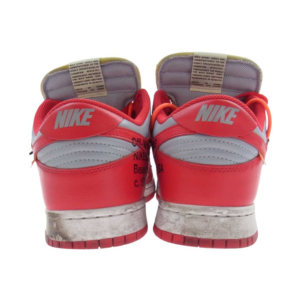 NIKE ナイキ CT0856-600 × OFF-WHITE DUNK LOW LTHR OW オフホワイト ダンク ローカット スニーカー レッド系 グレー系 28cm【中古】