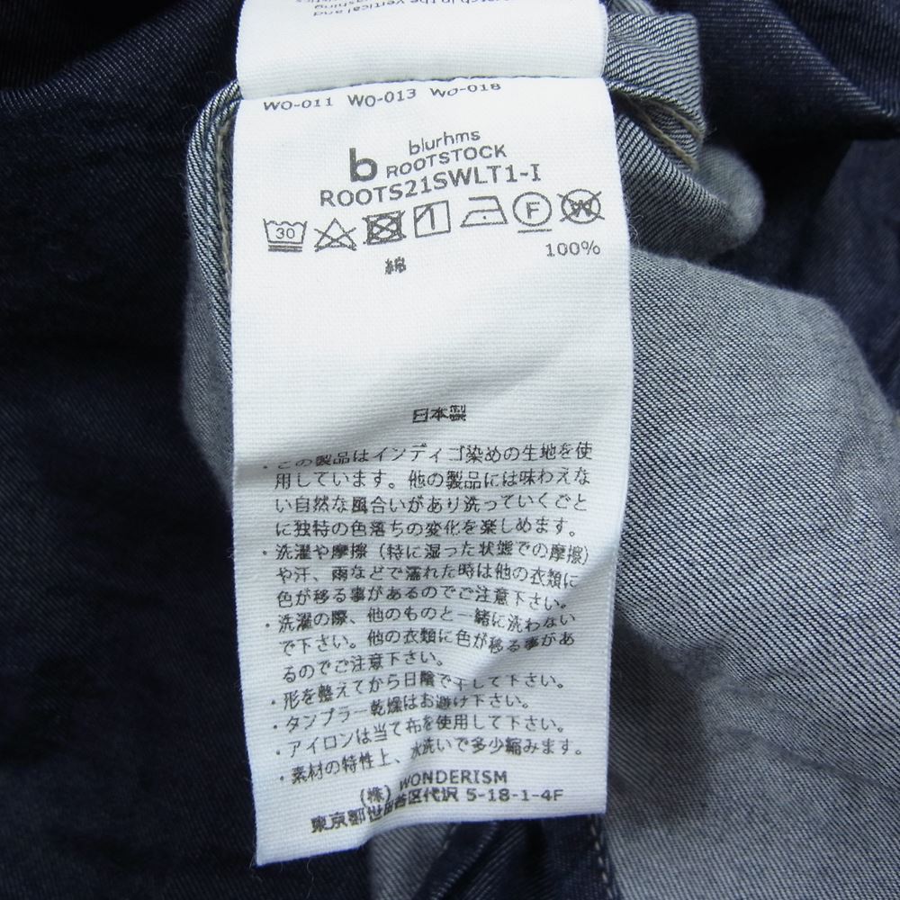 ブラームス ROOTS21SWLT1-I ROOTSTOCK for WILD LIFE TAILOR EX DENIM SHIRT ルーツストック ワイルド ライフ テーラー デニム 長袖 シャツ インディゴブルー系 3【中古】