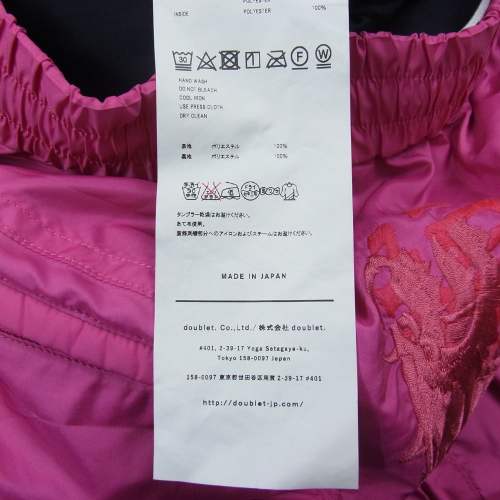 ダブレット 19AW CHAOS EMBROIDERY TRACK PANTS カオス エンブロイダリー 刺繍 ナイロン トラック パンツ ピンク系 S【美品】【中古】