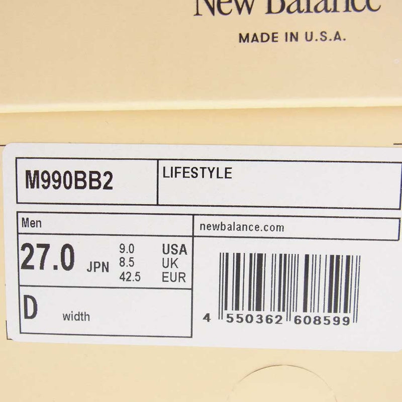 NEW BALANCE ニューバランス M990BB2 USA製 990 v2 スエード メッシュ