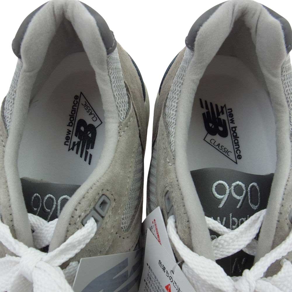 NEW BALANCE ニューバランス M990GY2 USA製 990 V2 スエード メッシュ ローカット スニーカー グレー系 27cm【新古品】【未使用】【中古】