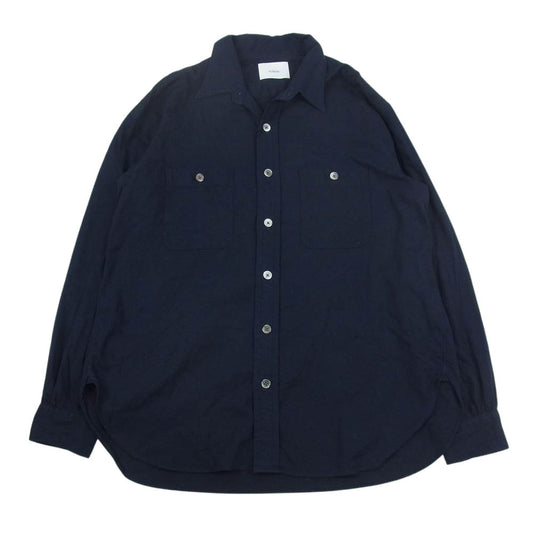ニューターム シルク混 長袖 シャツ  ネイビー系 L【中古】