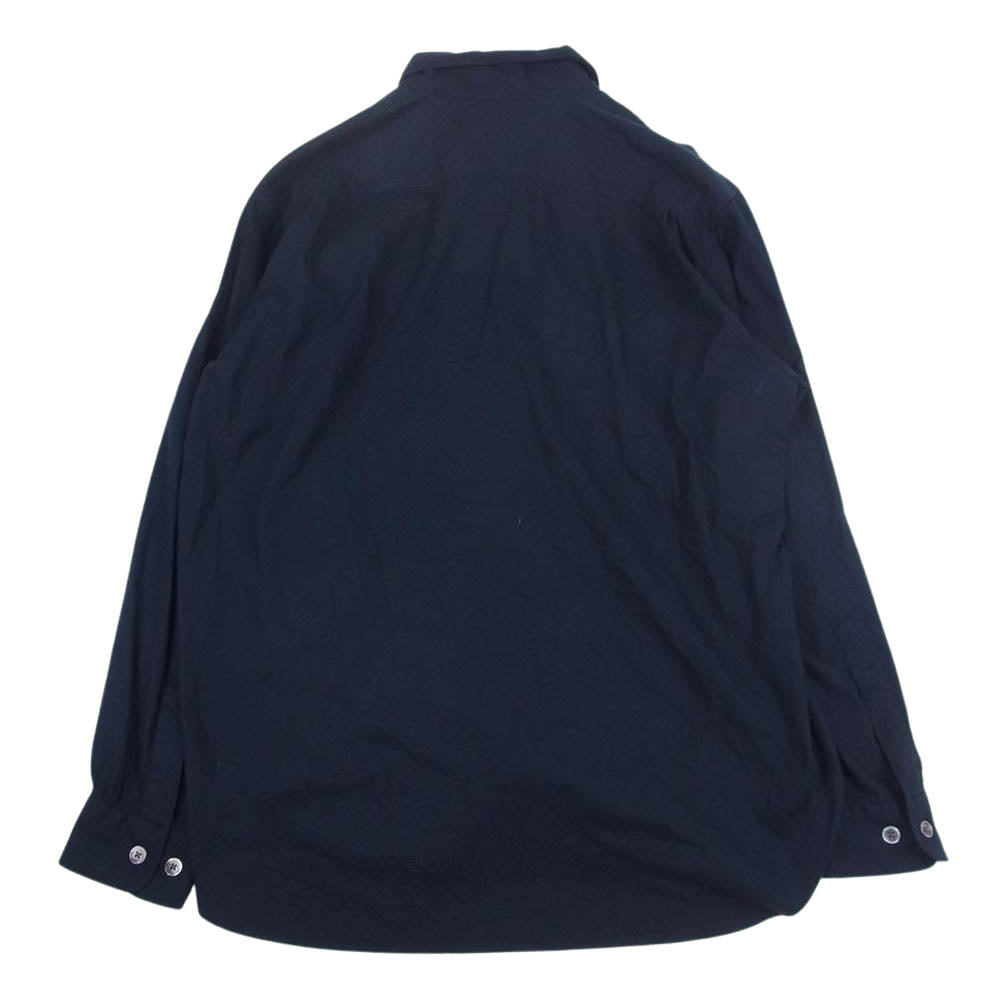 ニューターム シルク混 長袖 シャツ  ネイビー系 L【中古】