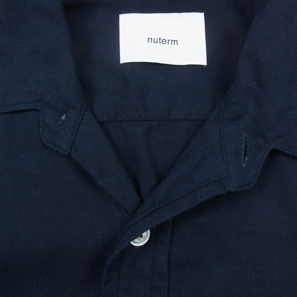 ニューターム シルク混 長袖 シャツ  ネイビー系 L【中古】