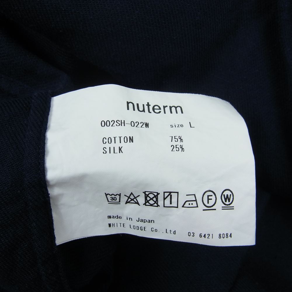 ニューターム シルク混 長袖 シャツ  ネイビー系 L【中古】