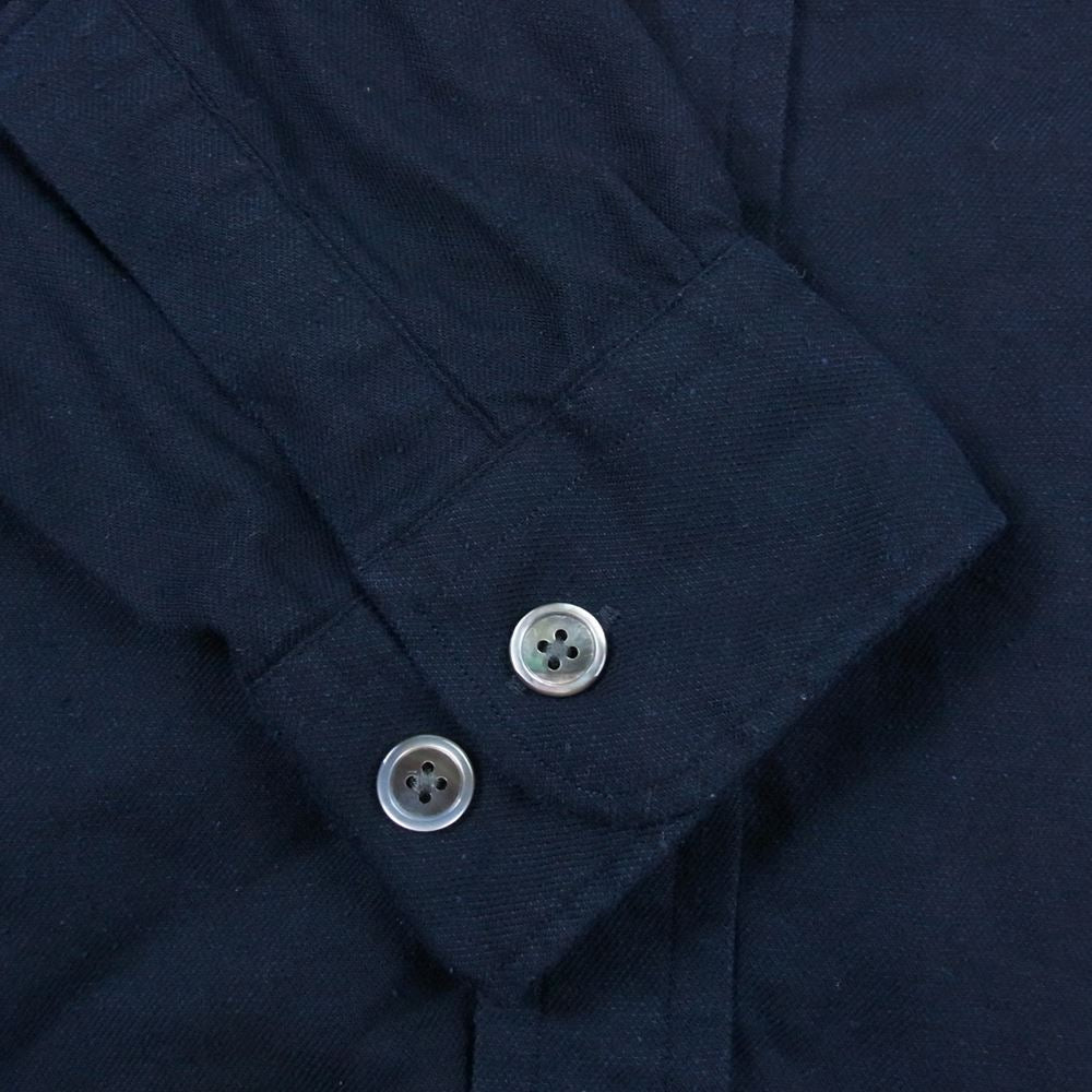 ニューターム シルク混 長袖 シャツ  ネイビー系 L【中古】