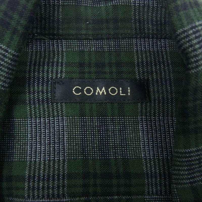 20ss COMOLI レーヨンオープンカラーシャツ グリーン チェック | nate ...