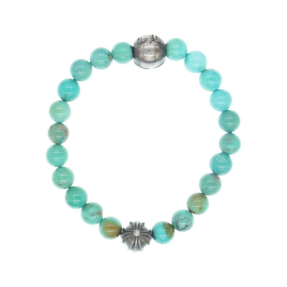 CHROME HEARTS クロムハーツ（原本無） BEAD 8mm ビーズ ブレスレット ターコイズ ターコイズブルー系【中古】