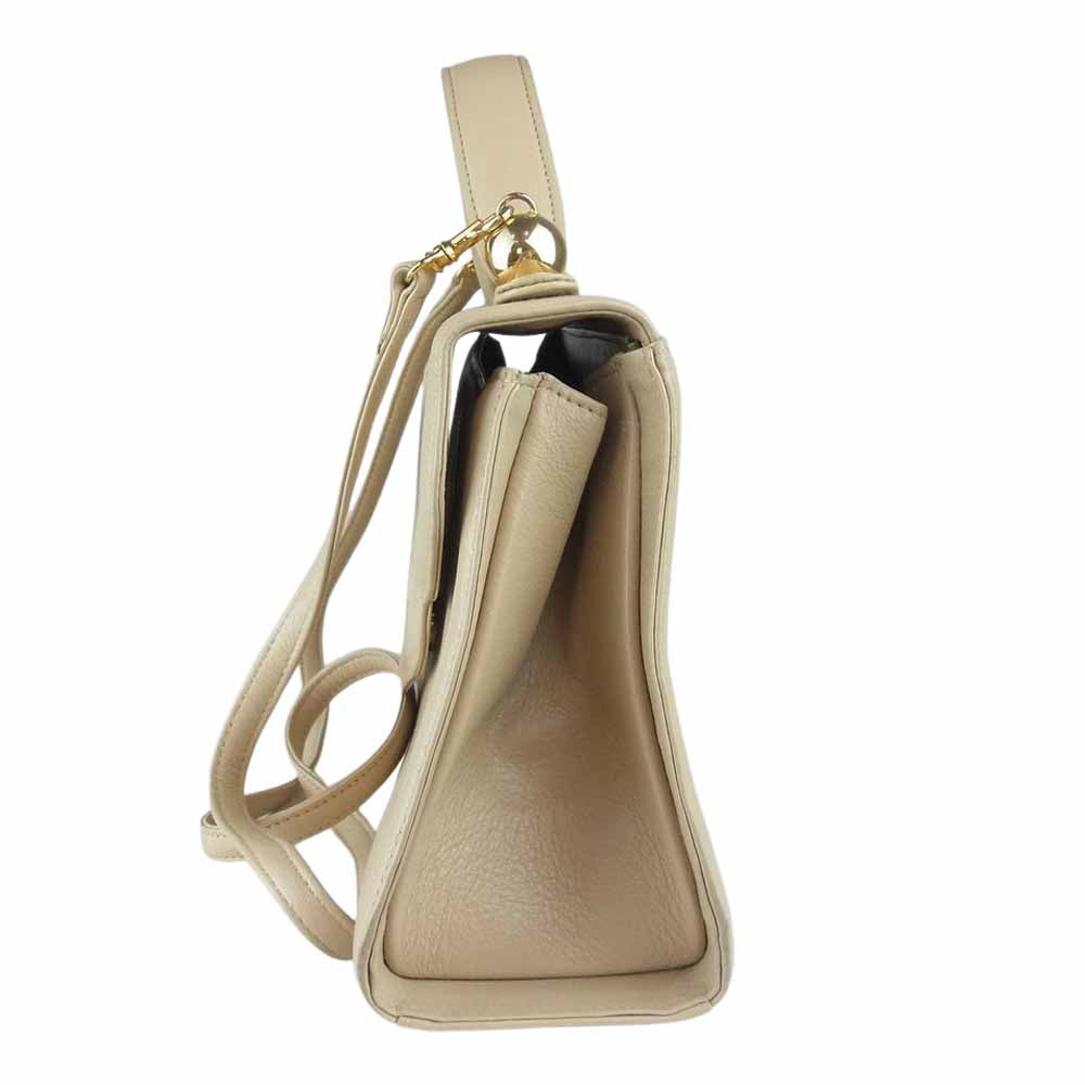 ミラショーン  90s ヴィンテージ 2WAY ハンドバッグ ショルダー フラップ 底鋲 ベージュ系【中古】