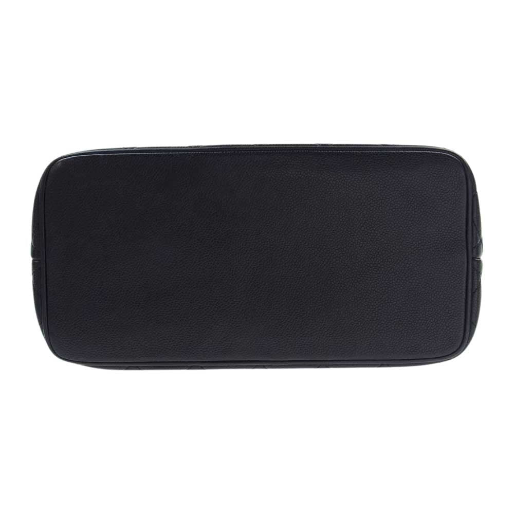 CHANEL シャネル キャビアスキン チャーム付 シルバー金具 トート バッグ  ハンドバッグ ブラック系【中古】
