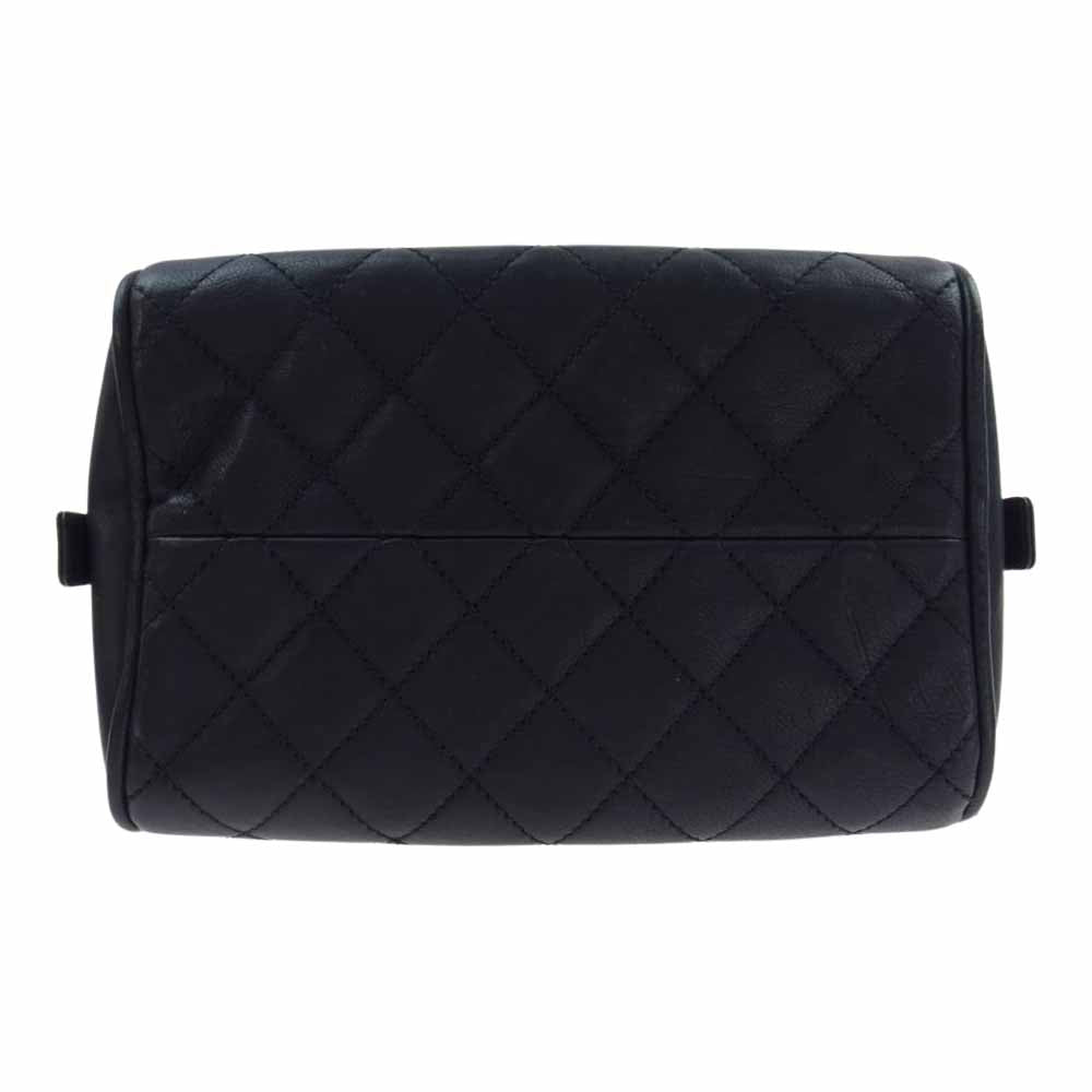 CHANEL シャネル ビッグ ココマーク レザー ハンドバッグ ミニボストンバッグ ボーリングバッグ  ブラック系【中古】