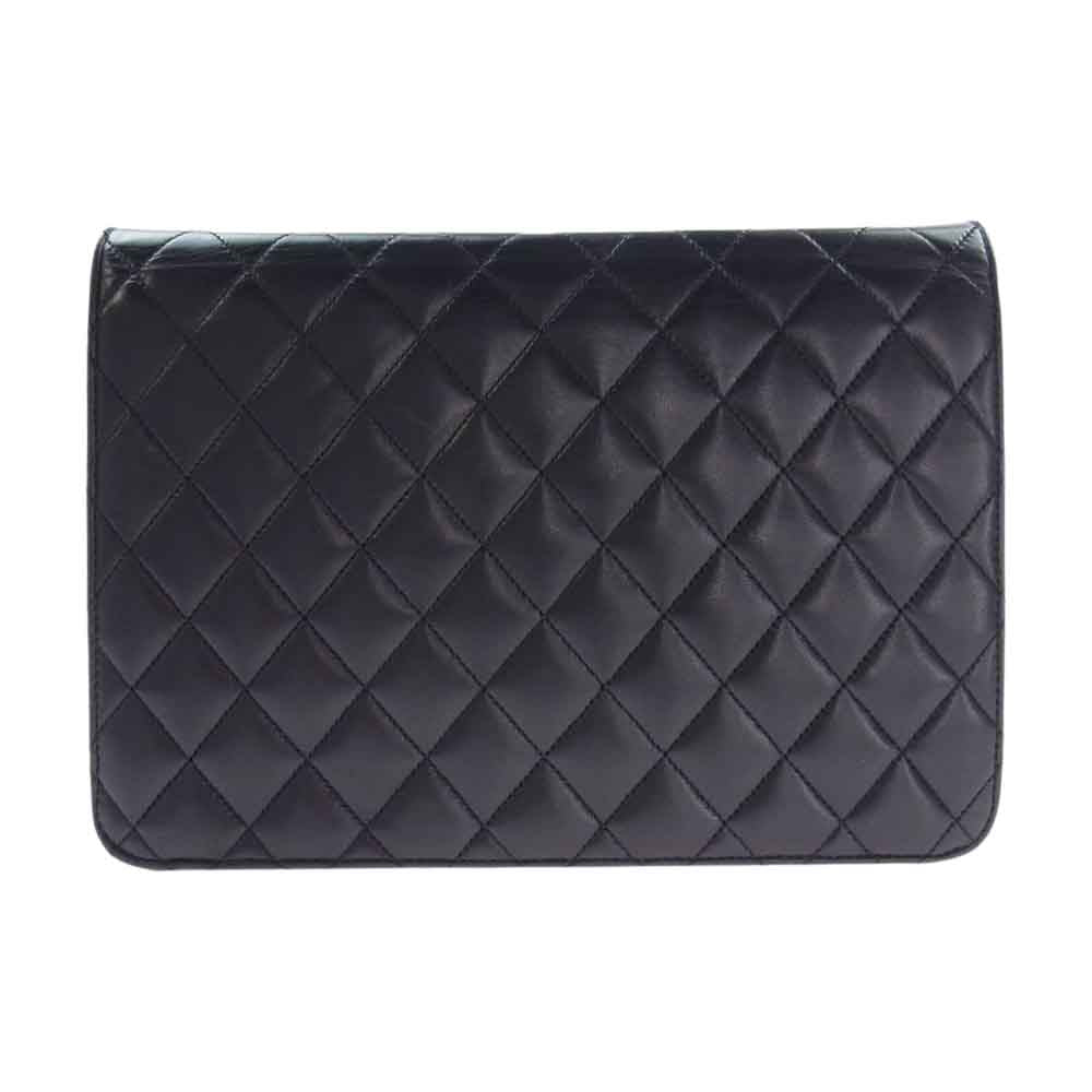 CHANEL シャネル マトラッセ ラムスキン シングルフラップ チェーンショルダーバッグ  ブラック系【中古】