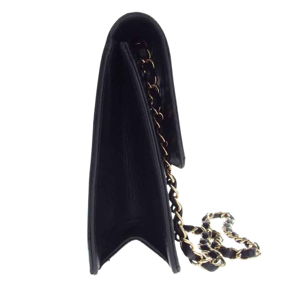 CHANEL シャネル マトラッセ ラムスキン シングルフラップ チェーンショルダーバッグ  ブラック系【中古】