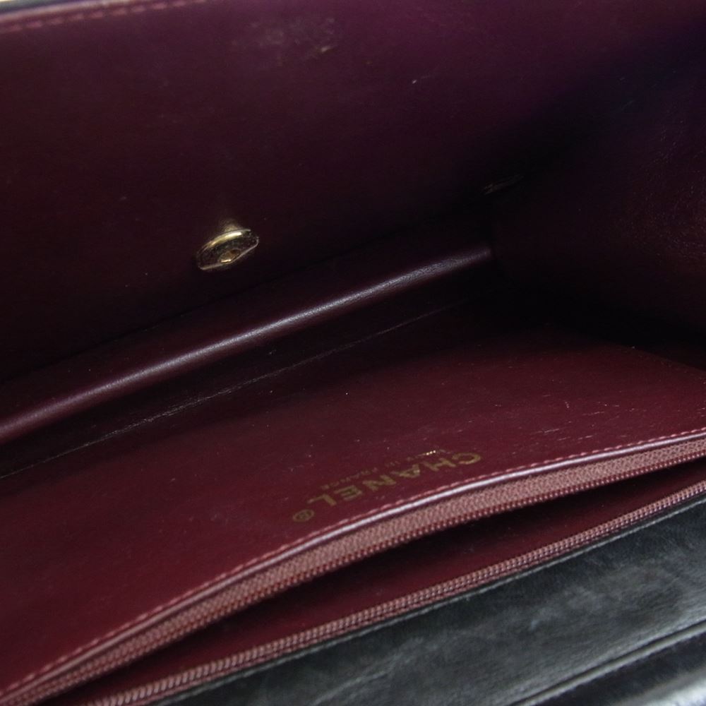 CHANEL シャネル マトラッセ ラムスキン シングルフラップ チェーンショルダーバッグ  ブラック系【中古】