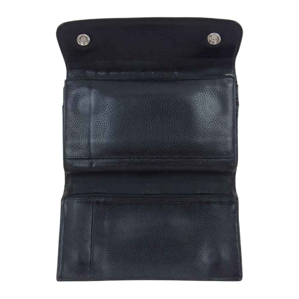 CHROME HEARTS クロムハーツ（原本有） WAVE ウェーブ クロスボールボタン レザー ウォレット ブラック系【中古】