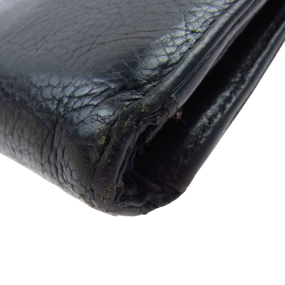 CHROME HEARTS クロムハーツ（原本有） WAVE ウェーブ クロスボールボタン レザー ウォレット ブラック系【中古】