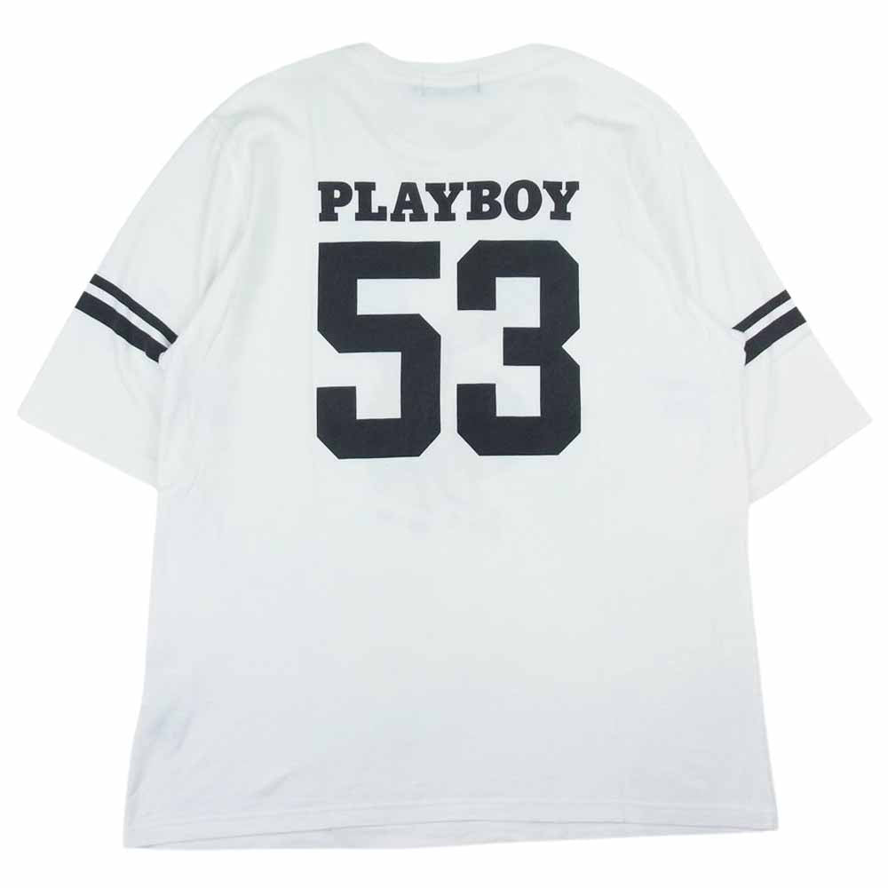 HYSTERIC GLAMOUR ヒステリックグラマー 12193CT01 × PLAYBOY プレイボーイ MISS YOLI LARA ロゴ ガール プリント 半袖 Tシャツ ホワイト ホワイト系 L【中古】