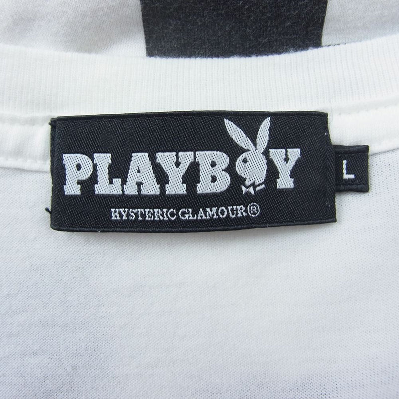 HYSTERIC GLAMOUR ヒステリックグラマー 12193CT01 × PLAYBOY プレイボーイ MISS YOLI LARA ロゴ ガール プリント 半袖 Tシャツ ホワイト ホワイト系 L【中古】