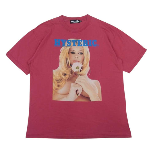 HYSTERIC GLAMOUR ヒステリックグラマー 12171CT03 × PLAY BOY プレイボーイ ガール プリント ロゴ 半袖 Tシャツ レッド レッド系 M【中古】