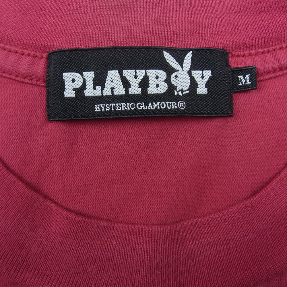 HYSTERIC GLAMOUR ヒステリックグラマー 12171CT03 × PLAY BOY プレイボーイ ガール プリント ロゴ 半袖 Tシャツ レッド レッド系 M【中古】