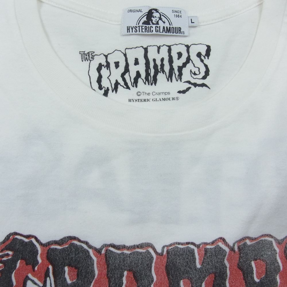 HYSTERIC GLAMOUR ヒステリックグラマー 02191CT15 THE CRAMPS TEENAGE PSYCHO 半袖 Tシャツ ホワイト系 L【中古】
