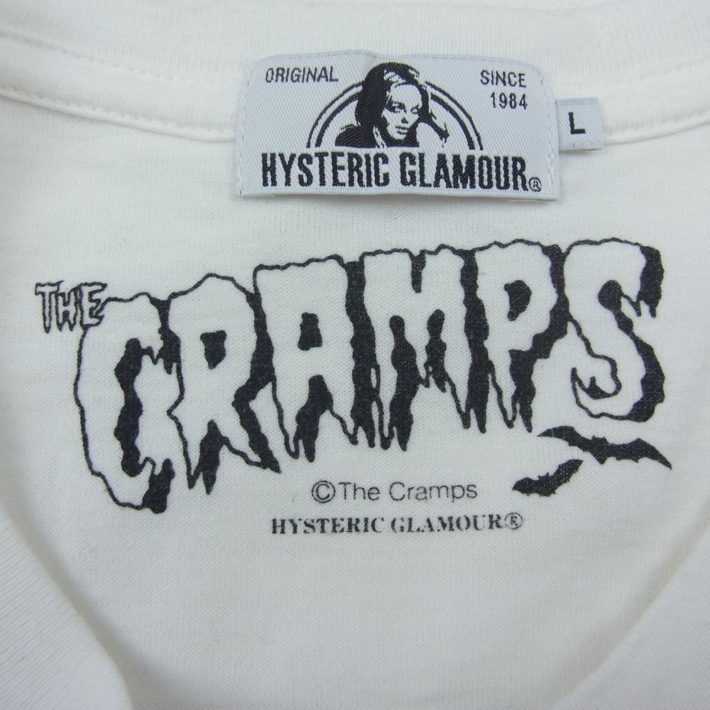 HYSTERIC GLAMOUR ヒステリックグラマー 02191CT15 THE CRAMPS TEENAGE PSYCHO 半袖 Tシャツ ホワイト系 L【中古】