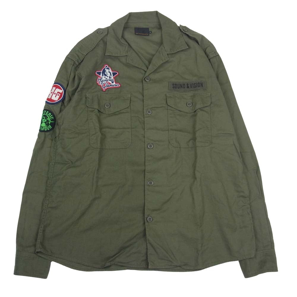 HYSTERIC GLAMOUR ヒステリックグラマー 02183AH06 ミリタリー シャツ ワッペン ロゴ カーキ 長袖 カーキ系 L【中古】