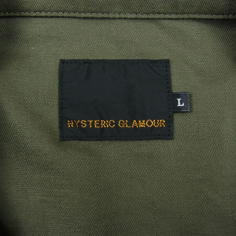 HYSTERIC GLAMOUR ヒステリックグラマー 02183AH06 ミリタリー シャツ ワッペン ロゴ カーキ 長袖 カーキ系 L【中古】
