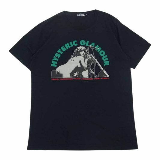 HYSTERIC GLAMOUR ヒステリックグラマー 0234CT17 ガール プリント ロゴ 半袖 Tシャツ ブラック ブラック系 L【中古】