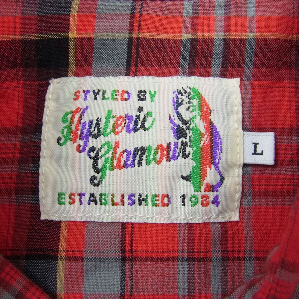 HYSTERIC GLAMOUR ヒステリックグラマー 02192AH06 ウエスタンシャツ 半袖 チェック レッド レッド系 L【中古】