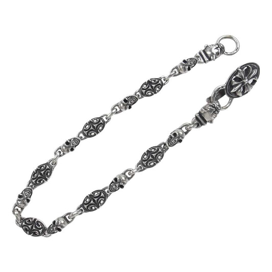 GABOR ガボール ガボラトリー オーダーシート付属 クロスオーバルキーパー スカル&スカルプテッドオーバルリンク 2ブルドッグ ウォレットチェーン シルバー系【中古】