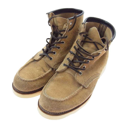 RED WING レッドウィング 8173 刺繍羽タグ アイリッシュセッター モックトゥ スエード ワーク ブーツ ソールカスタム ベージュ系 8 1/2 E【中古】