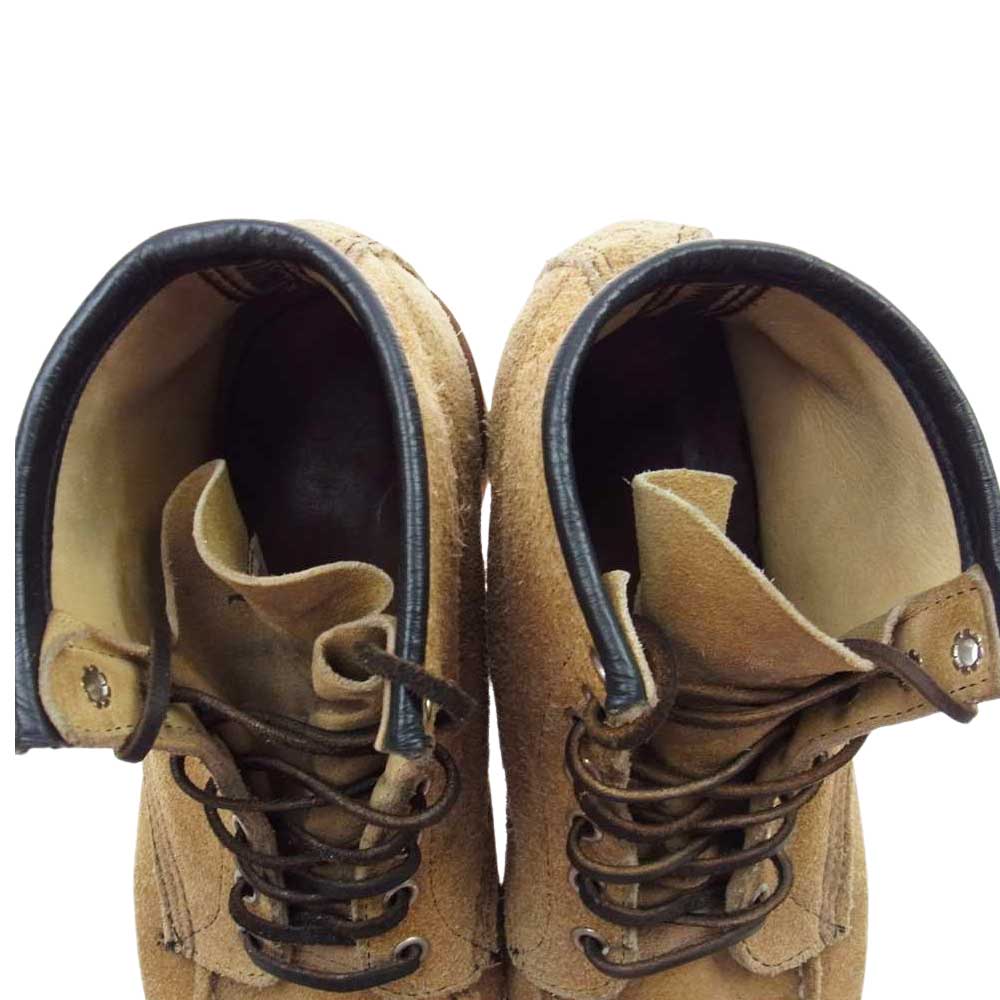 RED WING レッドウィング 8173 刺繍羽タグ アイリッシュセッター モックトゥ スエード ワーク ブーツ ソールカスタム ベージュ系 8 1/2 E【中古】