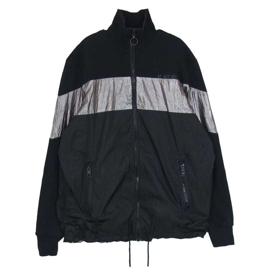 DIESEL ディーゼル ナイロン切替 スウェット フルジップ トラック ジャケット ブラック系 M【中古】
